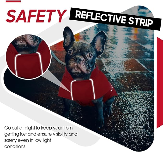 ROZKITCH Great Dane Sweater, Waterproof Windproof Dog Rain Jacket with Fleece Liner and Leash Hole Reflective Strip for Giant Dog, Adjustable Poncho Vest for Outdoor Hiking Travel Red 4XL