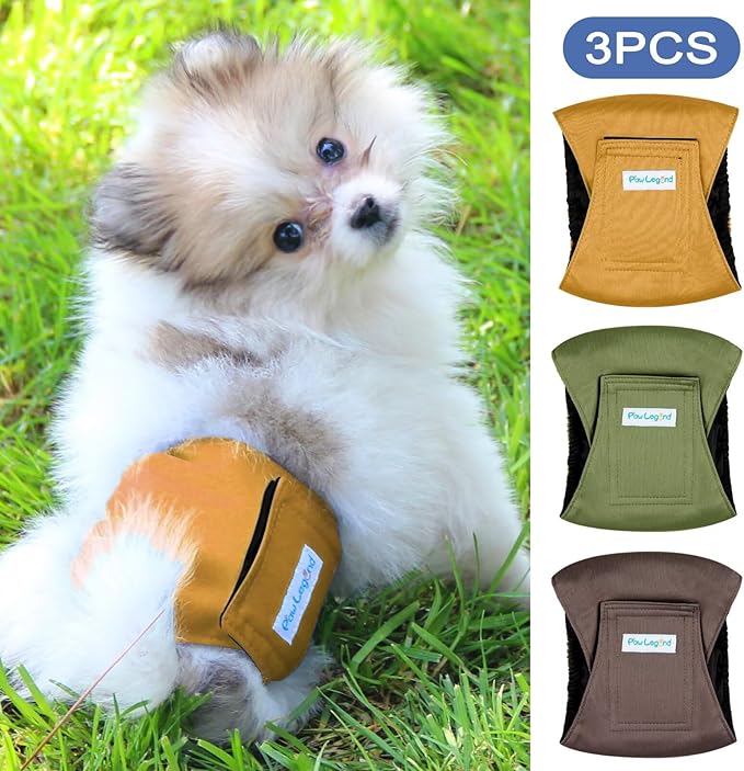 Paw Legend Washable Dogs Diapers Male Dog Belly Bands for Male Dogs Diapers Reusable Puppy & Doggie Diapers Male (3 Pack, Medium)