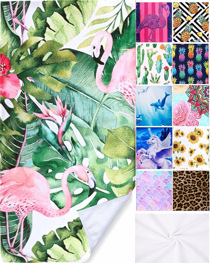 LIVILAN Flamingo Beach Towel, 30" x 60" Microfiber, Quick Dry, Sand Free, for Pool, Bath, Yoga, Tropical Design, Great for Girls, Women, Flamingo Gifts