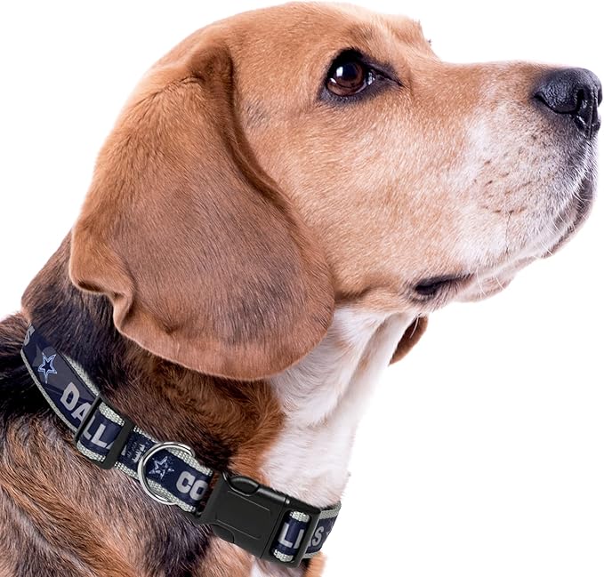 Pets First NFL Dallas Cowboys Licensed PET COLLAR, Medium - Heavy-Duty, Strong, and Durable Dog Collar. Available in 31 Football Teams and 4 Sizes