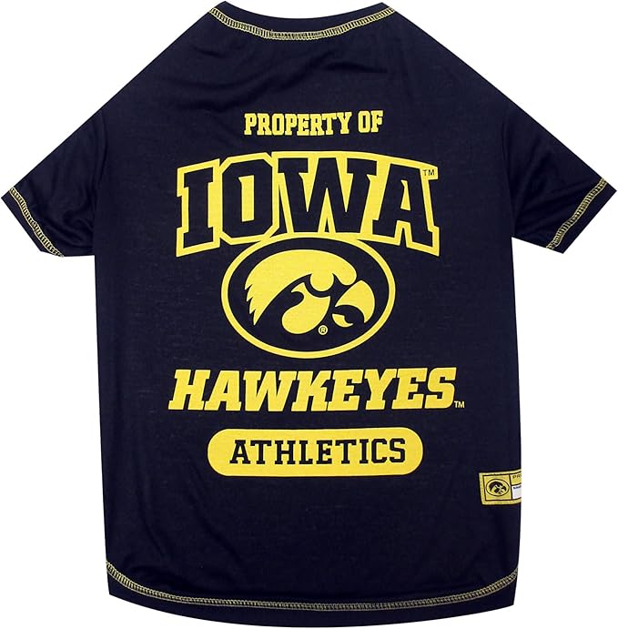 Pets First Collegiate Iowa Hawkeyes Dog T-Shirt, X-Large. - Licensed Shirt for Pets Team Colored with Team Logos.- Premium Stretchable Materials for The Comfrot of Your Dog & Cat.