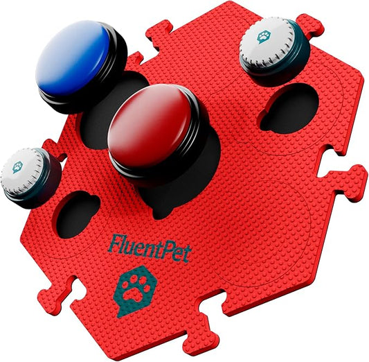 FluentPet Extra Large FlexTile for Big and Small Buttons - Red - Holds Big 3.5 1.9" Talking Dog and Cat Buttons -Each Button Mat Securely Holds 6 Buttons - Durable and Non-Slip