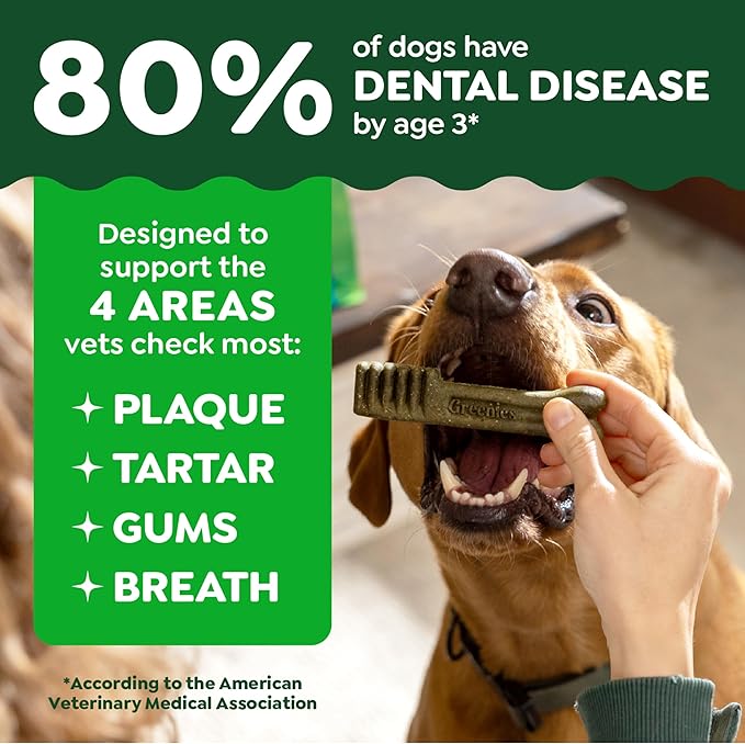 Greenies Dog Treats Veterinarian-Recommended Natural Dental Puppy Treats Teenie Size, 12 oz. Pack, 43 Count
