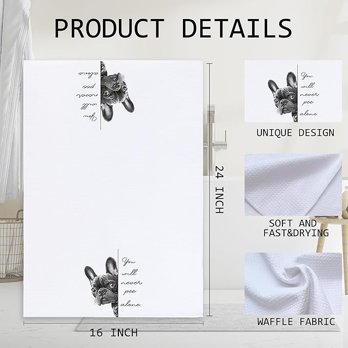 Cabana Bro Funny French Bulldog Bathroom Hand Towels, You Will Never Pee Alone Funny Frenchie Hand Towels for Bathroom Washroom Decor,Decorative Towel as a Gift for Dog Lovers, 16x24 Inch