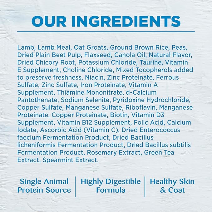 Wellness Simple Limited Ingredient Dry Dog Food for Sensitive Stomachs, Supports Skin & Coat, Wholesome Grains, Natural, Lamb & Oatmeal Recipe,(40-Pound Bag)