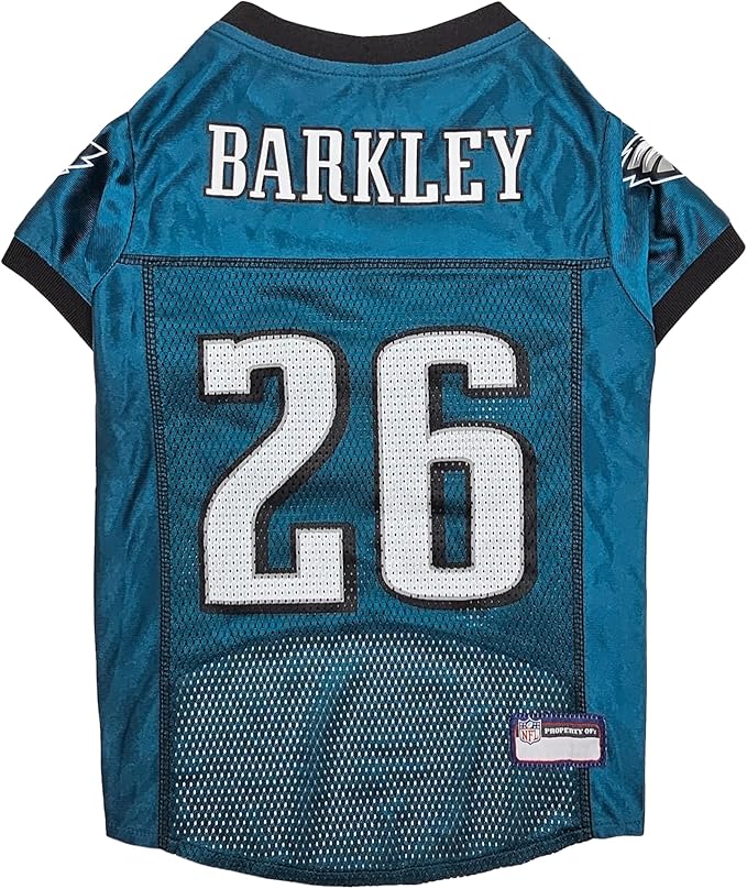 Pets First NFLPA Saquon Barkley Pet Jersey #26, NFL Dog Shirt, Philadelphia Eagles Mesh Jersey, Size Large
