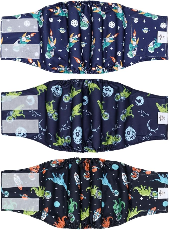 CuteBone Dog Diapers Male Belly Bands 3 Pack for Male Dogs Reusable Puppy Wraps