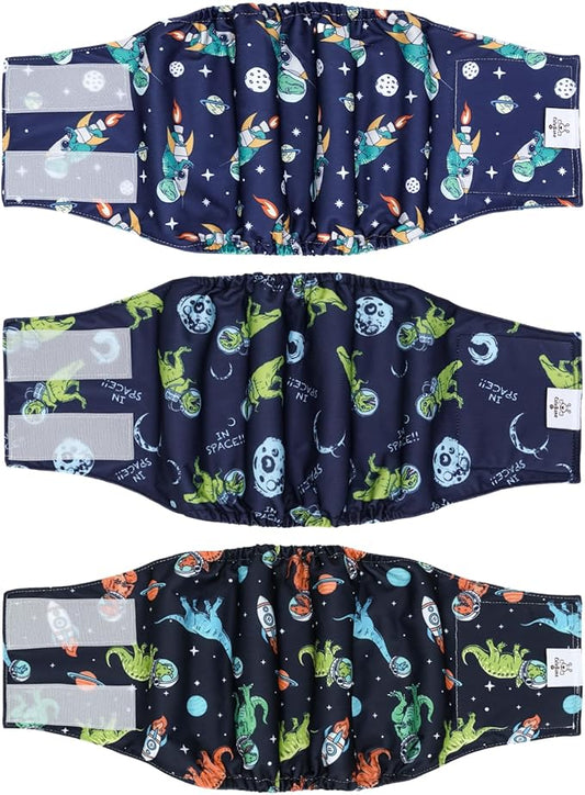 CuteBone Dog Diapers Male Belly Bands 3 Pack for Male Dogs Reusable Puppy Wraps