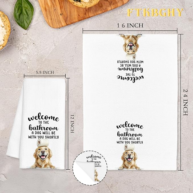 Funny Golden Retriever Hand Towels for Bathroom Decor, Golden Retriever Gifts for Women Men, Dog Lover Gifts Decorative Hand Towels for Bathroom Restroom Room, 16x24 Inch