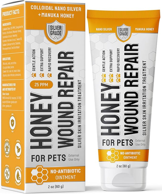 Cat Wound Care Gel for Scratches, Bites & Irritations – Hot Spot Treatment for Cats & Kittens – Honey Wound Repair Ointment in Gel Form with Colloidal Silver & Manuka Honey for Topical Use – 2 Oz Tube