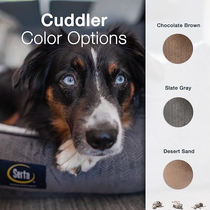 Serta Orthopedic Cuddler Dog Bed for Pets – Slate Gray (Large)