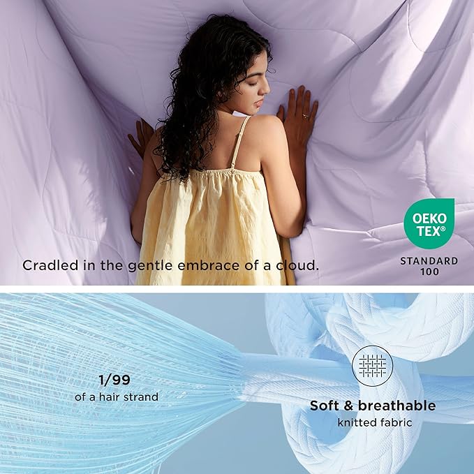 Bedsure Cooling Blankets for Hot Sleepers - Cooling Comforter, Lightweight Cold Summer Blanket for Night Sweats, Ice Breathable Comforter for Couch, Lavender, 50x60 Inches