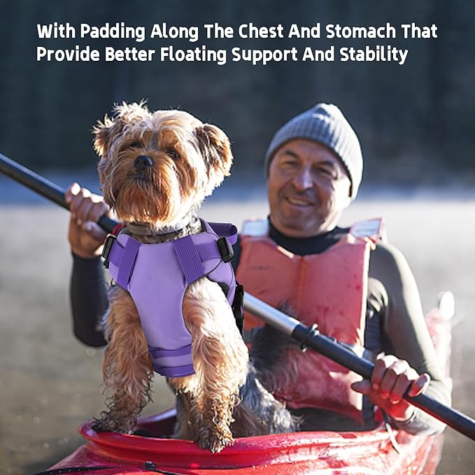 Dogcheer Dog Life Jacket with Double Rescue Handle, Reflective Dog Harness Life Vest for Swimming Boating, Adjustable Pet Swim Vest Dog Flotation Device DFD for Small Medium Large Dogs - Purple XL