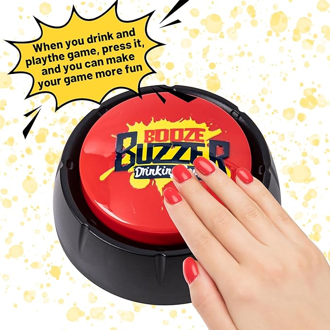 Booze Buzzer Drinking Game Button-Funny Talking Button for Party,Happy Hour and More