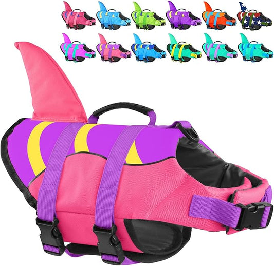 Fragralley Shark Dog Life Jacket, High Buoyancy with Tear-Resistant Nylon, Dog Float Vest for Swimming and Boating, Pet Life Preserver for Small Medium Large Dogs (PFD)