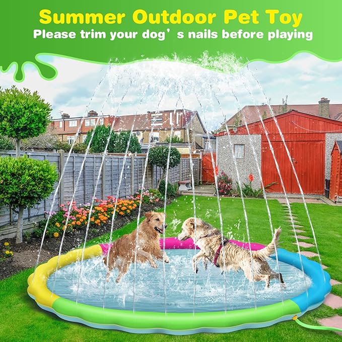 Splash Pad for Kids and Dogs, 87'' Extra Large Splash Pad for Toddlers 1-3 and Kids Ages 4-8, Non Slip Thicken Sprinkler Dog Pool Summer Outdoor Water Toys for Backyard