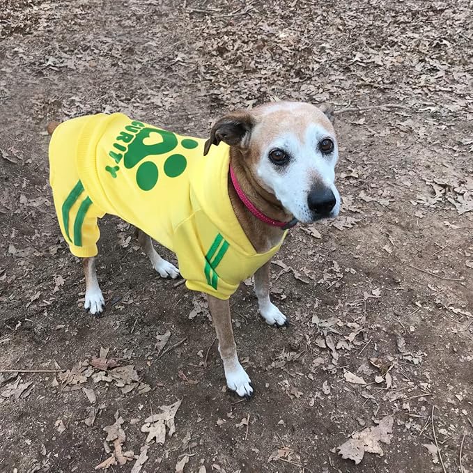 Oturnue's Soft & Warm Dog Outfit: Security Dog Jumpsuit Sweatshirt Hoodie for Small to Large Dogs & Cats (Yellow, XX-Small & Large)