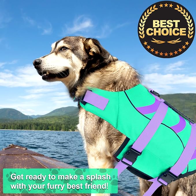 Fragralley Shark Dog Life Jacket, Easy to Put on Puppy Float Vest for Swimming and Boating, Vibrant & Adjustable Dog Life Preservers for Small Medium Large Dogs, Suit to Swim, Fish, Beach, Surfing