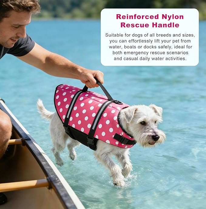 Doglay Dog Life Jacket, Dog Life Vest for Swimming Boating, Adjustable Puppy Life Jacket with Reflective Stripes, Superior Buoyancy Dog Swimming Vest for Small Medium and Large Dogs