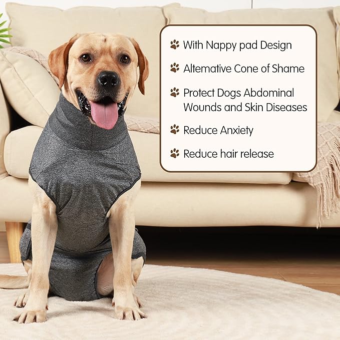 HEYWEAN Full Body Dog Diaper with a Puppy Nappies Physiological Dog Surgery Recovery Suit for Male Female Dogs