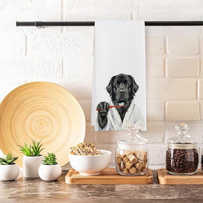 Funny Newfoundland Dog Gifts Bathroom Hand Towel, Newfoundland Dog Hand Towel for Bathroom Kitchen Washroom Decor, Funny Dogs Lover Gifts Dish Tea Towels, 16x24 Inch