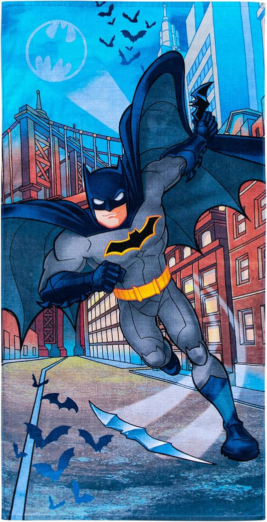 Franco Kids Super Soft Cotton Beach Towel, 58 in x 28 in, Batman DC Comics