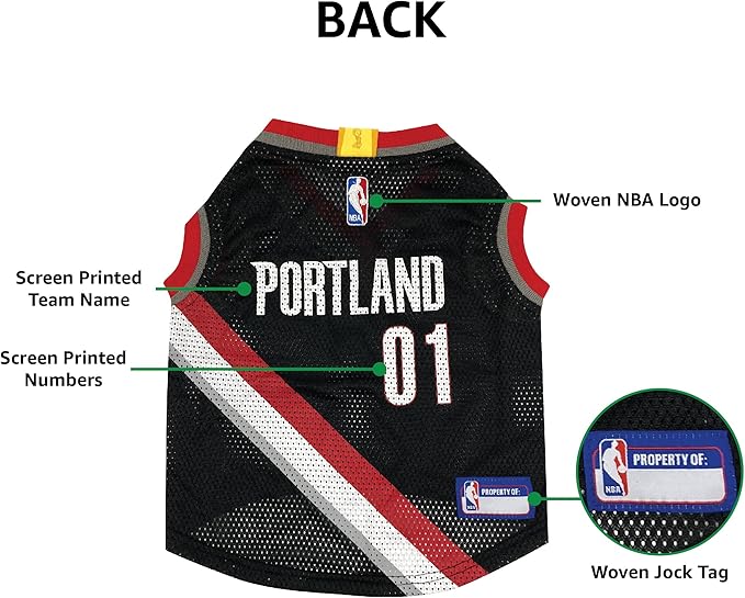 Pets First NBA Portland Trailblazers Dog Jersey, Large - Tank Top Basketball Pet Jersey