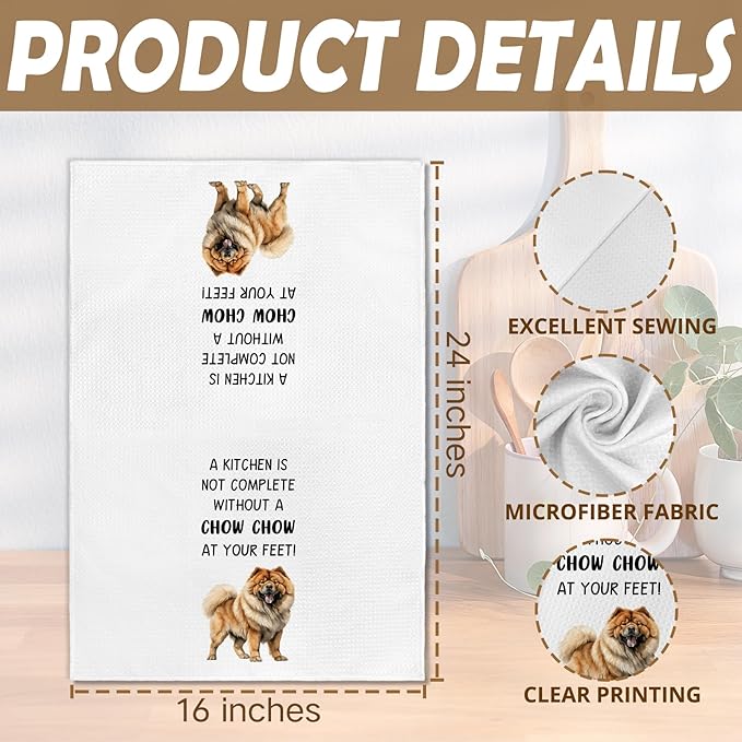 Chow Chow Gifts Dog Kitchen Towels, Gifts for Chowchow Lovers Women Hand Towel, A Chowchow at Your Feet Decorative Tea Dish Towels for Kitchens, Chowchow Dog Kitchen Decor, 16x24in