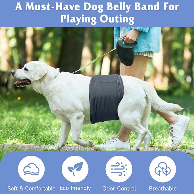 5 Pack Dog Diapers Male Reusable, Premium Belly Bands for Dogs, High Absorbing Male Dog Pee Wraps for Doggie in Incontinence or Excitable Urination and Training Black XXL