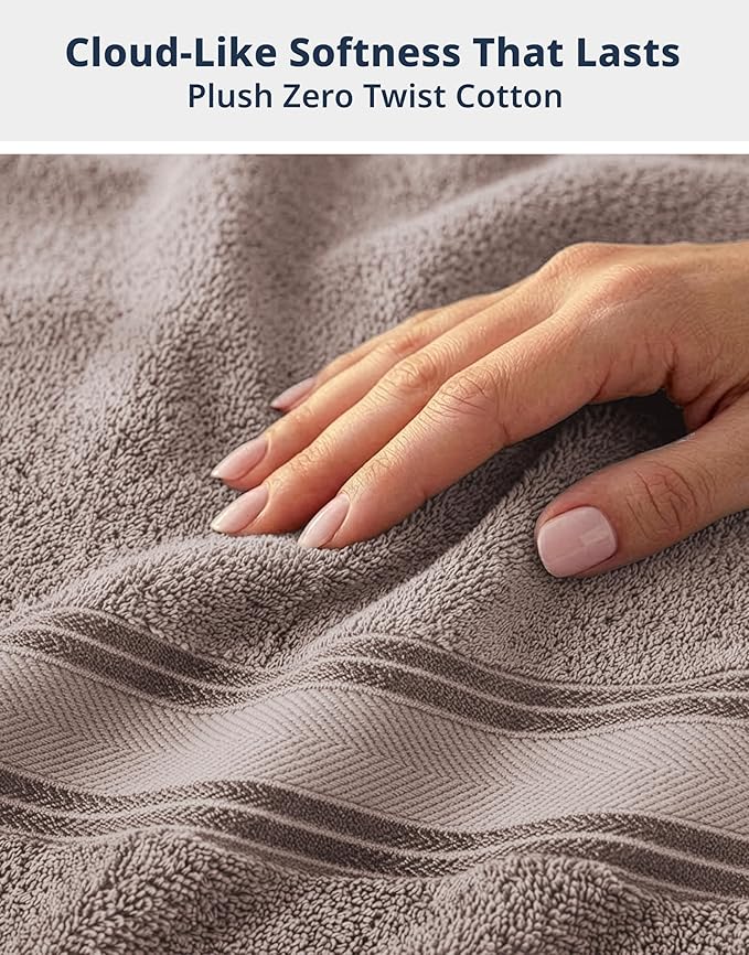 LANE LINEN 100% Cotton Bath Towels Set of 4 (28"x54") - Zero Twist, Mercerized Cotton Bathroom Towel Set - Quick Dry, Very Soft & Absorbent Large Bath Towels - Mininmal Lint After 3 Washes - Platinum