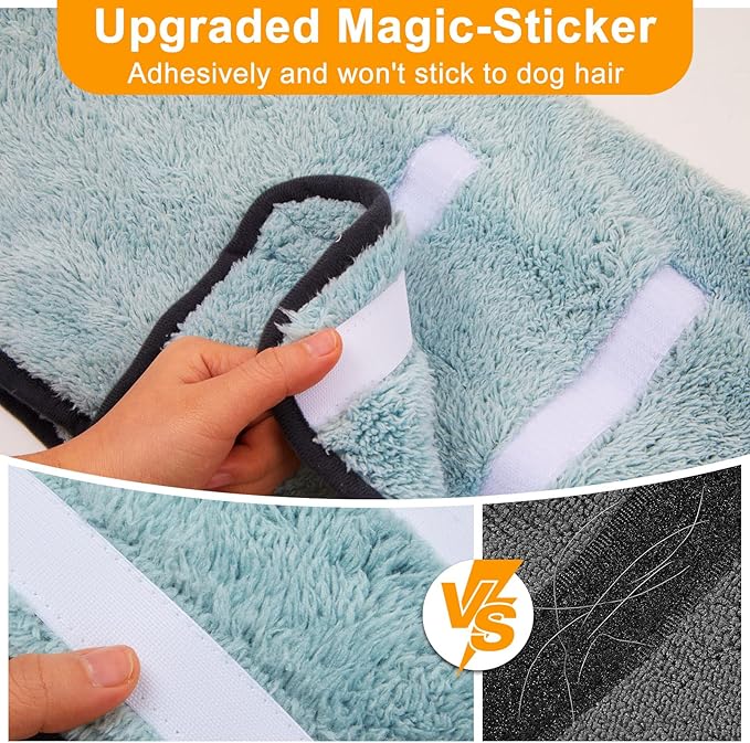 Bienbee Dog Bathrobe, Quick Drying Super Absorbent Dog Robes for After Bath, Warm Keeping Dogs Towel, Dogs Bath Supplies, Light Green L