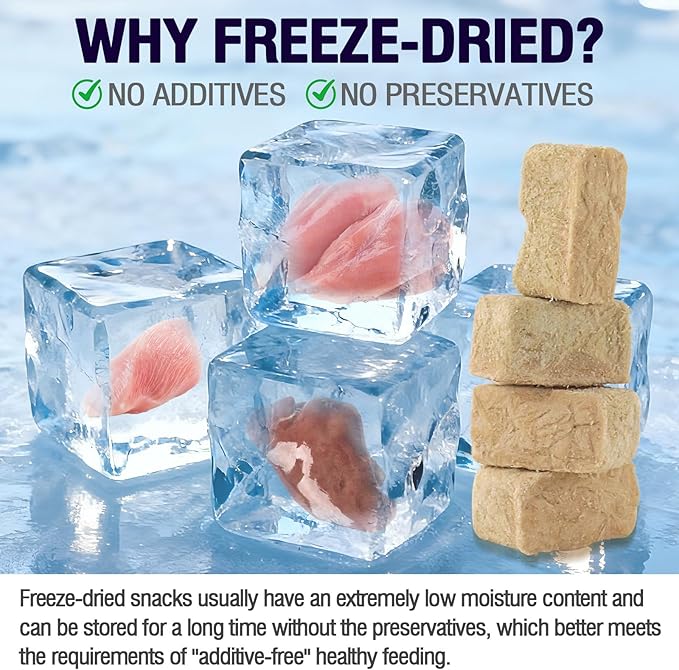Snacko Freeze Dried Cat Dog Treats Chicken Liver 3.05 oz Dry Cube Helathy Puppy Pet Training Reward Snack