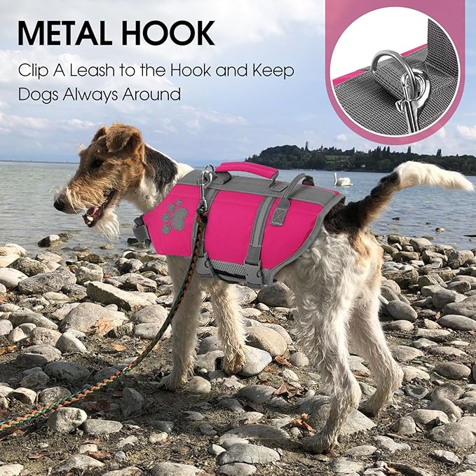 Queenmore Small Dog Life Jacket, Ripston Puppy Life Vest, Small Dog Life Vest for Swimming, Safety Doggie Swimming Vest with Handle, Puppy Life Vest for Boating Pet Lifesaver for Swim Water Pool