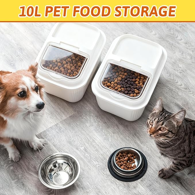 4 Pack Sugar Storage Containers Flour Bin with Wheels Large Pet Dog Food Storage Boxes Measuring Cup Sealed Transparent Flip Lid Portable Household Rice Container Set(20 Lbs)