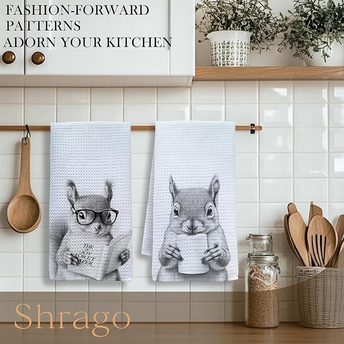 Funny Squirrel Bathroom Hand Towels, Kids Bathroom Decor, Gifts for Squirrel Lovers Hand Towels for Kids Bath Room Washroom, Animal Lovers Gifts, 16x24 Inch Set of 2