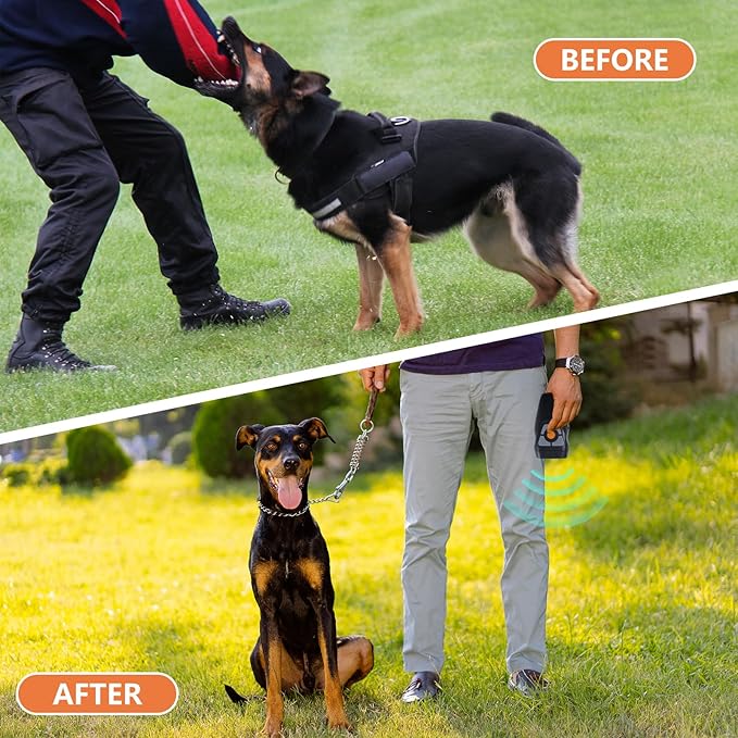 Dog Bark Deterrent Devices, Rechargeable Anti Barking Device for Dogs, Train Your Pet to Stop Bad Behavior Without Hurting it, with LED Light and Rechargeable Battery, Indoor and Outdoor Use