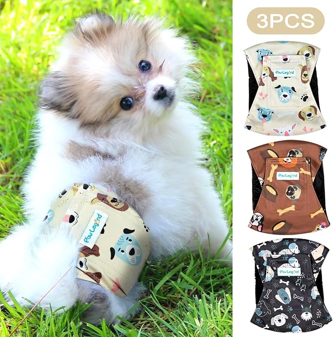 Paw Legend Washable Dogs Diapers Male Dog Belly Bands for Male Dogs Diapers Reusable Puppy & Doggie Diapers Male
