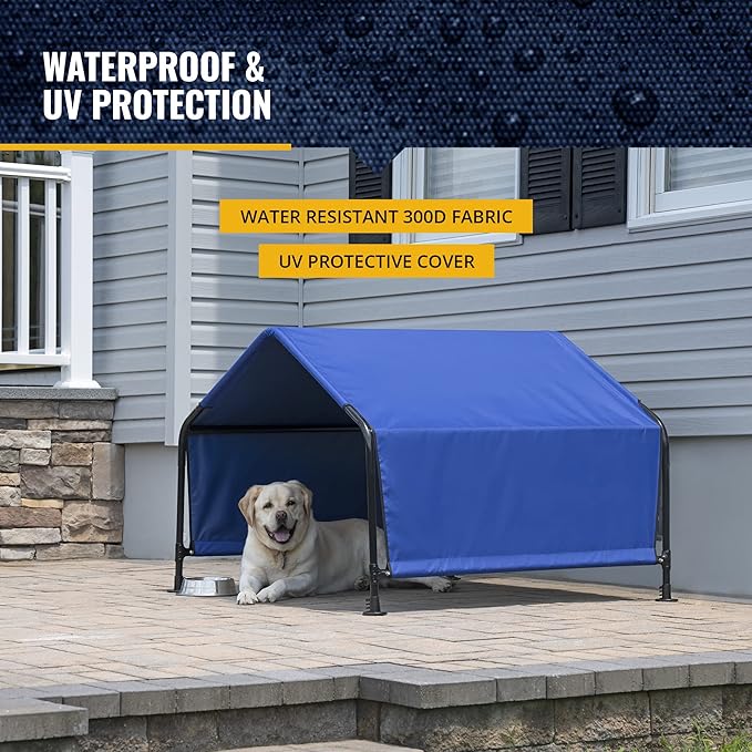 ShelterLogic 5' Outdoor Pet Shade, Versatile Pet Canopy Tent for Medium to Large-Breed Dogs, Cats, Small Animals and Livestock, Blue