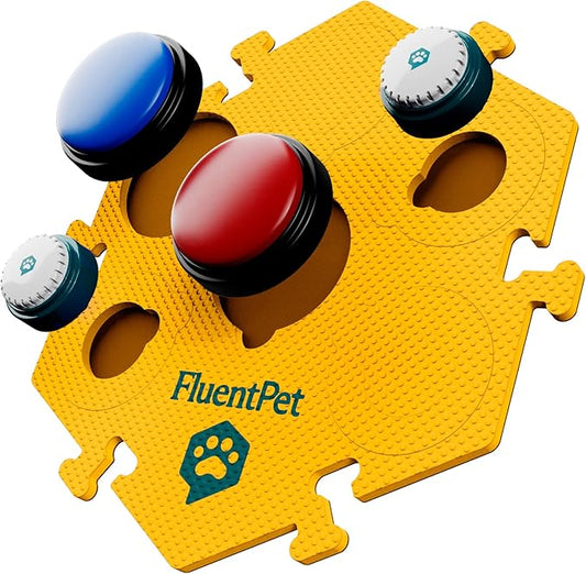 FluentPet Extra Large FlexTile for Big and Small Buttons - Orange - Holds Big 3.5 1.9" Talking Dog and Cat Buttons - Each Button Mat Securely Holds 6 Buttons - Durable and Non-Slip