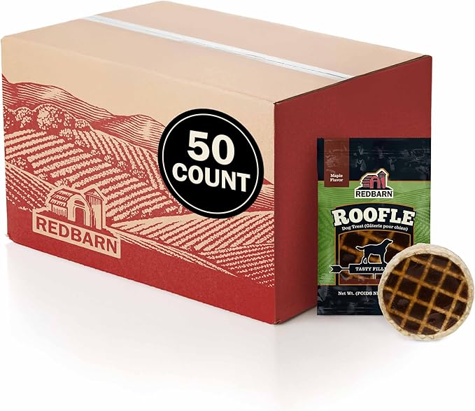 Redbarn Pet Products Roofle - Maple Flavored Waffles - Dog Treat - Case of 50
