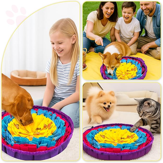 Snuffle Mat for Dogs 19"x19", Adjustable Dog Slow Feeder Bowl, Interactive Dog Enrichment Puzzle Toys, Foraging Sniff Treat Mat Mental Stimulation for Puppy Small Medium Large Breed Dogs Cats