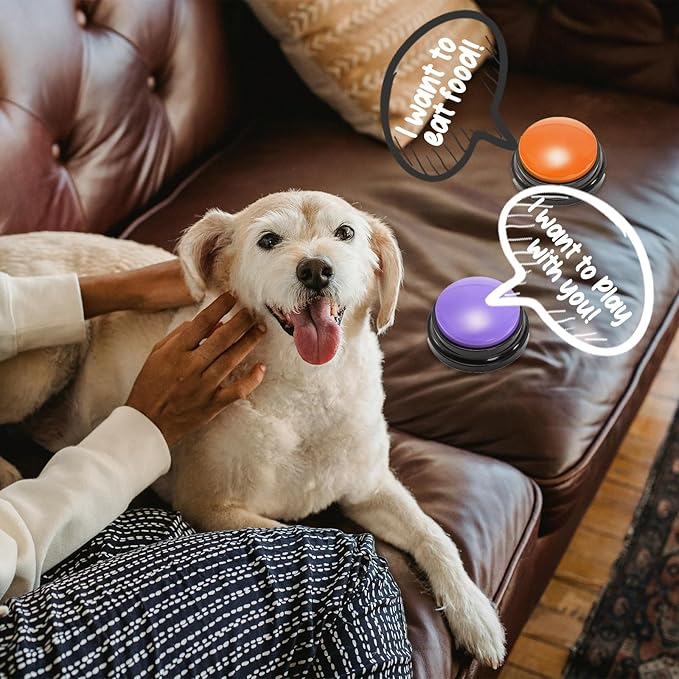 Youeon 6 Pack Voice Recording Button, 6 Colors Dog Buttons for Communication Pet Training Buzzer, 30 Seconds Record & Playback, Funny Record Buttons for Pet, Classroom, Office, Home