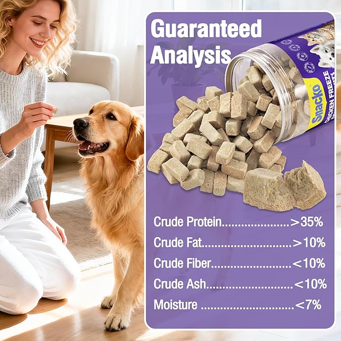 Snacko Freeze Dried Cat Dog Treats Chicken Liver 3.05 oz Dry Cube Helathy Puppy Pet Training Reward Snack