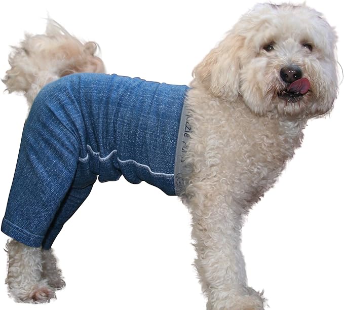 Original Dog Pants, E-Collar Alternative, Dog Diaper, Dog Pajamas, Medium Dog, Blue