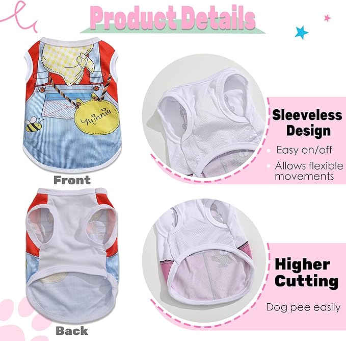 Girl Dog Clothes for Small Dogs: Soft Dog Shirts with Cute Pattern, Stretchy Puppy Clothes for Chihuahua Yorkie Teacup, Small Pet Outfits (XS)