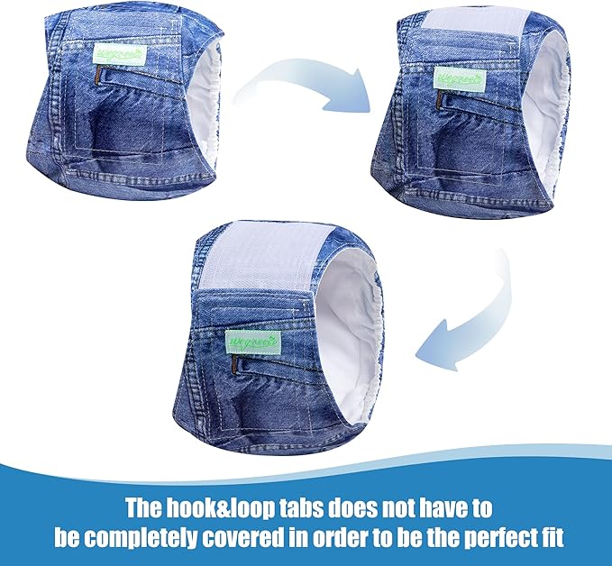 Wegreeco Jeans Washable Male Dog Diapers (Pack of 3) - Washable Male Dog Belly Wrap (Medium)