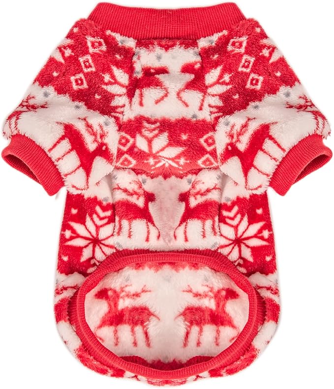 Dog Sweater, 2 Pack Dog Sweaters for Small Dogs or Cats, Girl or Boy, Warm Dog Clothes Shirt Coat for Winter Christmas (Christmas Red, White, Small)