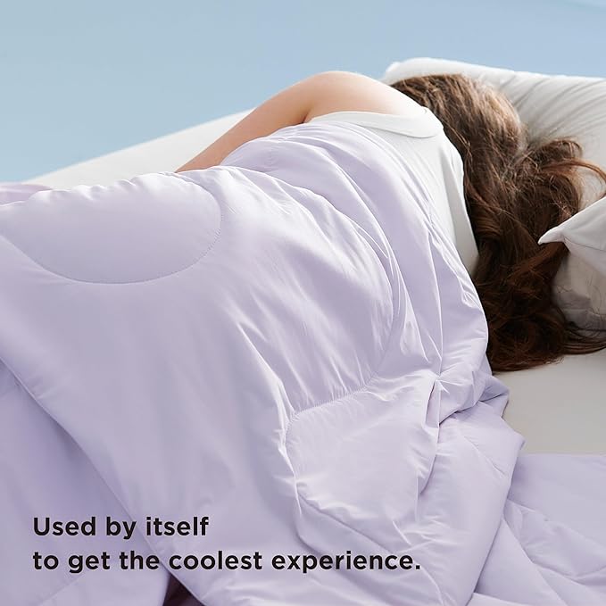 Bedsure Cooling Blankets for Hot Sleepers - Cooling Comforter, Cold and Lightweight Gift for Night Sweats, Full Size Ice Breathable Summer Blanket for Bed, Lavender, 80x90 Inches