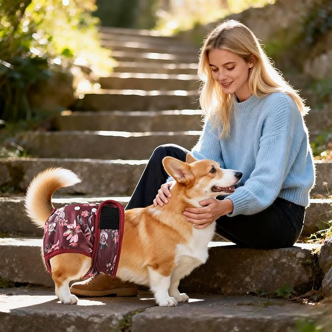 Washable Reusable Female Dog Diapers(5 Pack) Small Medium Large Doggie Puppy & Doggy Dog Diaper, Period Panties in Heat Medium Butterflies and Dragonflies