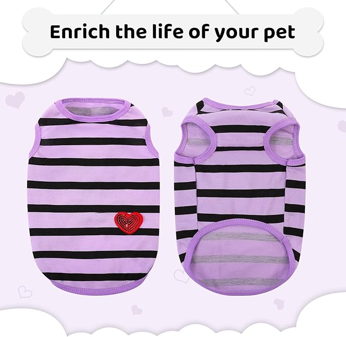 Dog Shirts for Medium Dogs, Striped T-Shirts Pets Vest Pet Apparel Tee Shirts Dog Tank Top Spring Summer Suitable for Chihuahua French Bulldog Bichon Shih Tzu